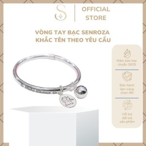 Vòng tay bạc senroza khắc tên theo yêu cầu